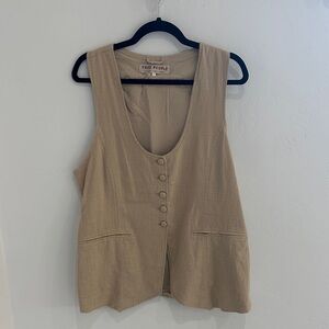 Free People Beige Button-Down Tank Top